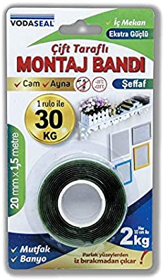 VHB Montaj Bandı Şeffaf İç Makan 20mmx1,5mt
