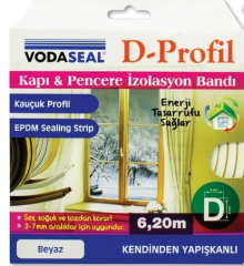 D Profil Beyaz Kapı Pencere bandı 6,20mt