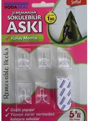 İz Bırakmadan Sökülebilen Askı 5 li