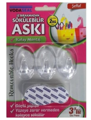 İz Bırakmadan Sökülebilen Şeffaf Askı 3'lü