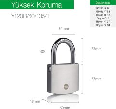 60 mm DMU Krom Kaplamalı Asma Kilit