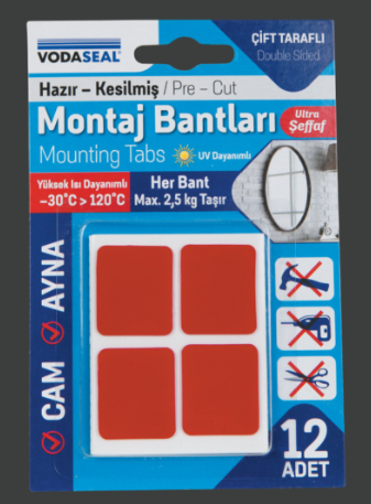 Hazır Kesilmiş Montaj Bandı 12 Ad Şeffaf