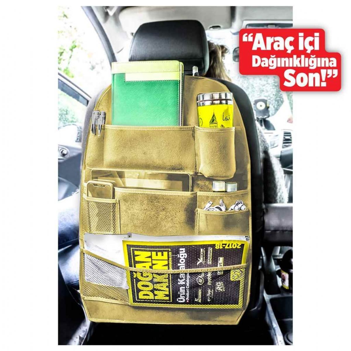 Süet Oto Organizeri Bej