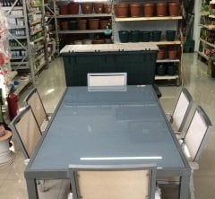 Metal Dikdörtgen Masa + 6 Kollu Sandalye