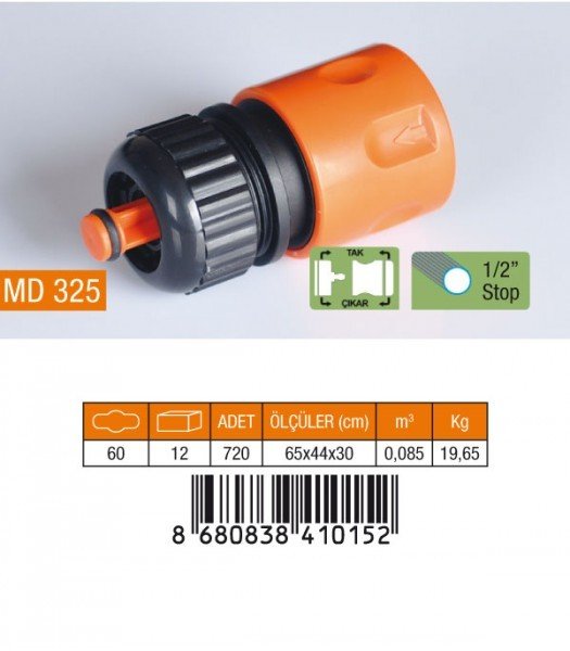 Otomatik Hortum Bağlantısı 1/2'' Stoplu