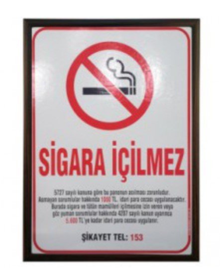 Sigara İçilmez Lamine Çerçeveli 50*70cm