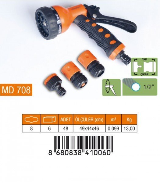 Otomatik 7 Fonksiyonlu Tabanca 4'lü Set 1/2''