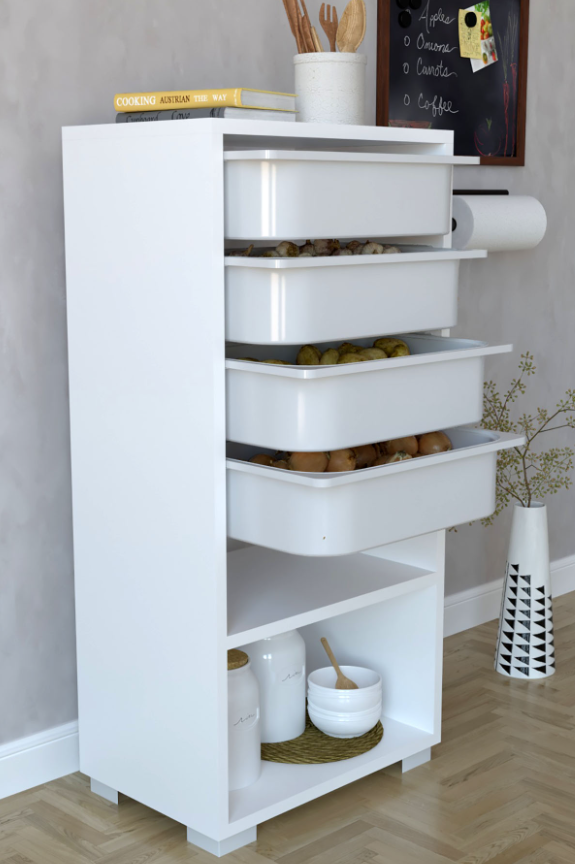 Mutfak Dolabı 4 Sepetli Çok Amaçlı Dolap – Beyaz