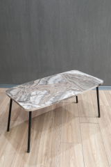 Roma Metal Ayaklı Orta Sehpa - Gri Mermer