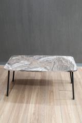 Roma Metal Ayaklı Orta Sehpa - Gri Mermer