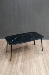 Roma Metal Ayaklı Orta Sehpa – Siyah Mermer