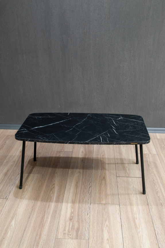 Roma Metal Ayaklı Orta Sehpa – Siyah Mermer