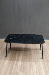 Roma Metal Ayaklı Orta Sehpa – Siyah Mermer