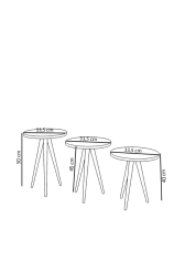 Yuvarlak Metal Ayaklı 3’Lü Zigon – Ceviz