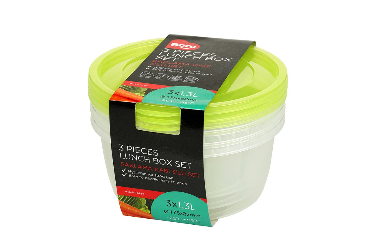 Yuvarlak Saklama Kabı 3'lü set - 1300 ml