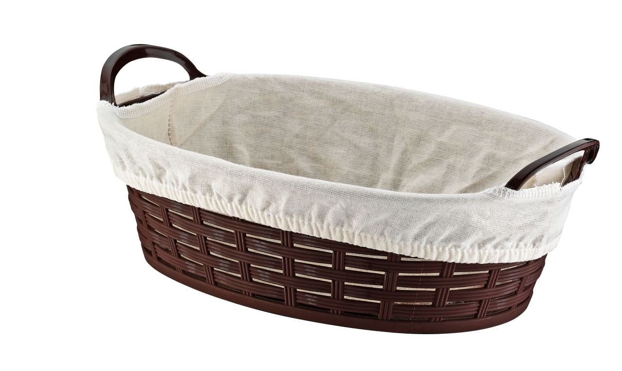 Hasır Desenli Ekmek Sepeti Oval 28 Cm Bez Kaplı
