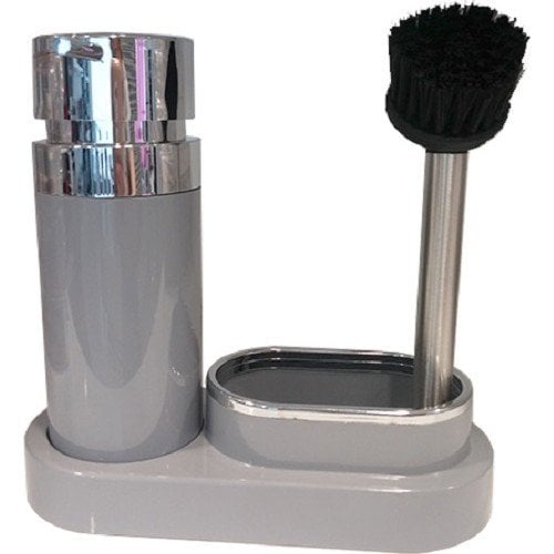 Polen Mutfak Seti Gri Sıvı Sabunluk-Fırça