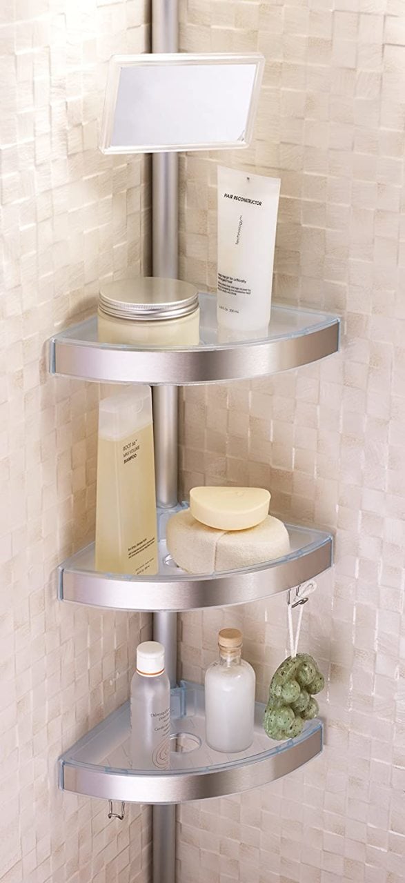 Aynalı Banyo Köşe Seti Şampuanlık Şeffaf