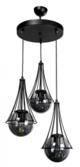 Lapis 3'lü Black-Smoked lass Chandelier