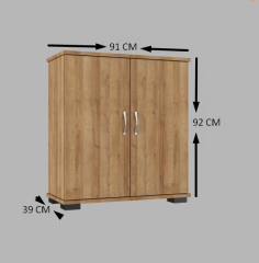 2 Kapaklı Ayakkabılık Meşe