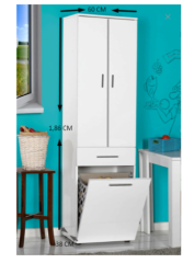 Banyo Dolabı Sepetli Beyaz