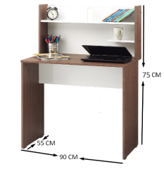 Kitaplıklı Bilgisayar Masası Ceviz + Beyaz