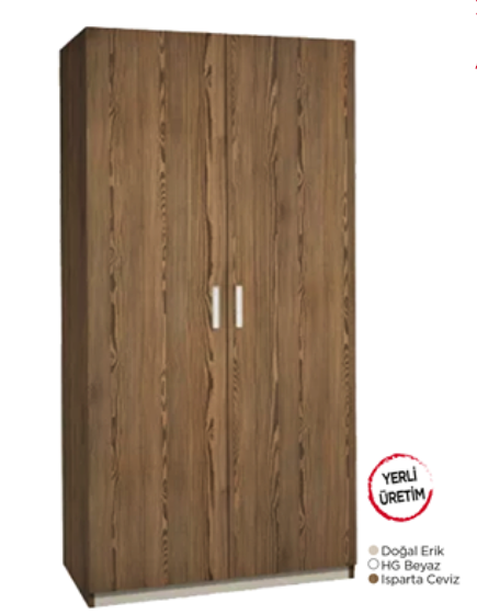 2 Kapılı Elbise Dolabı Ceviz