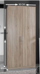 2 Kapılı Elbise Dolabı Meşe