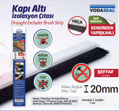 Vodaseal Kapı Altı Fırçası Yapışkanlı