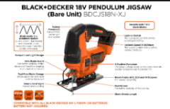 BDCJS18N 18V Dekupaj Testere (Sadece Alet)