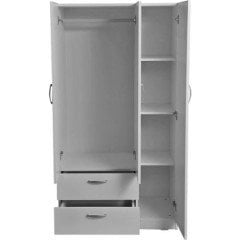 3 Kapılı 2 Çekmeceli Elbise Dolabı Beyaz