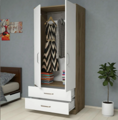 2 Kapılı 2 Çekmeceli Elbise Dolabı Beyaz