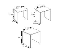 3'Lü Zigon Sehpa Beyaz
