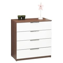 4 Çekmeceli Şifonyer Ceviz+Beyaz