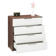 4 Çekmeceli Şifonyer Ceviz+Beyaz