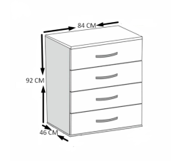 4 Çekmeceli Şifonyer Ceviz+Beyaz