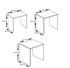 3'Lü Zigon Sehpa Meşe