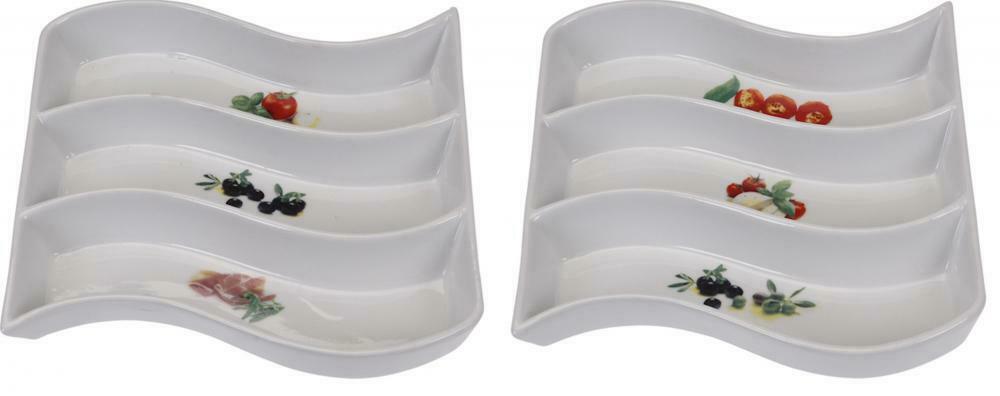 Akdeniz Tasarım 3 Bölmeli Seramik Servis Tabağı