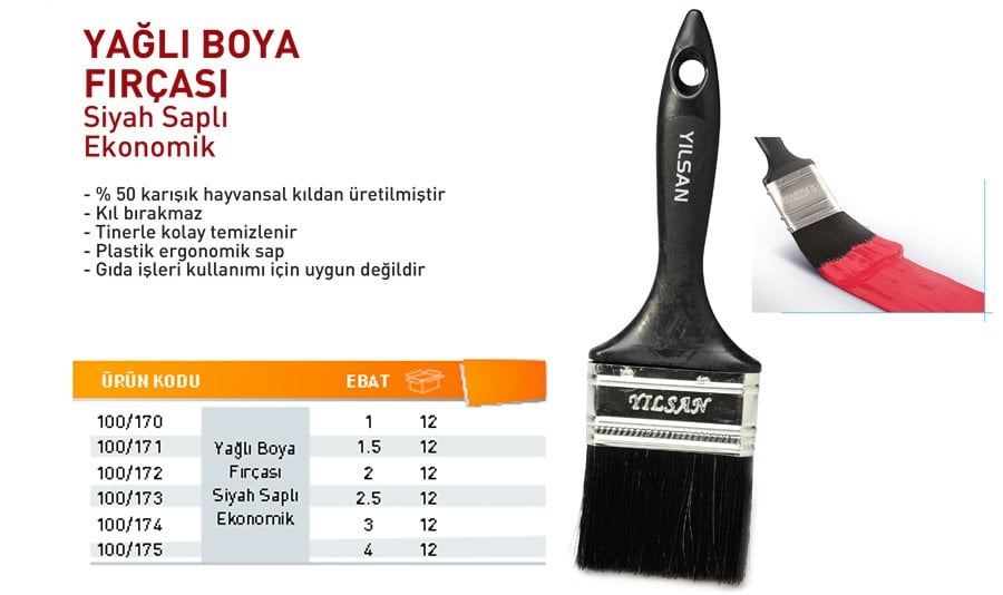 Siyah Saplı Yağlı Boya Fırçası No:3