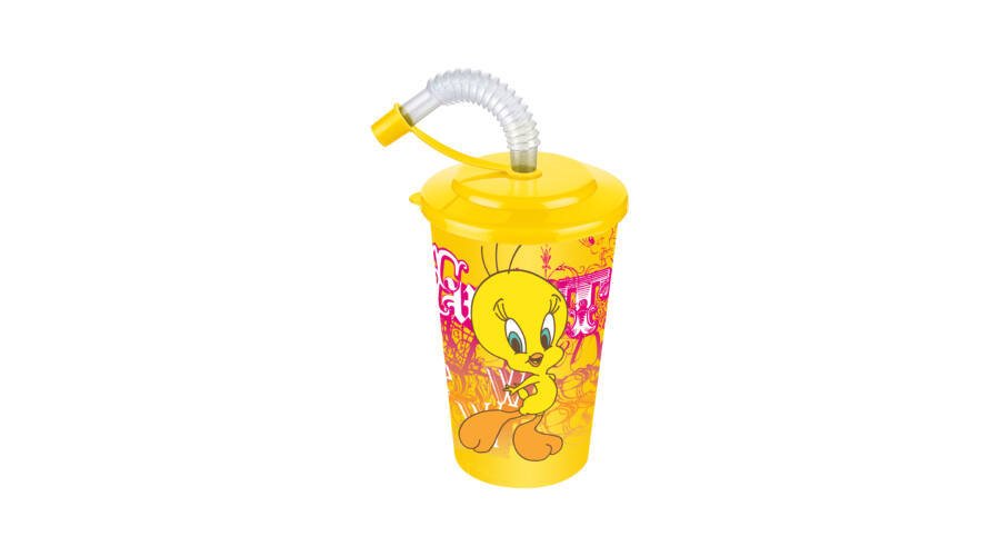 Tweety Kapaklı Pipetli Bardak
