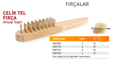 Çelik Tel Fırça Ahşap Saplı No:4