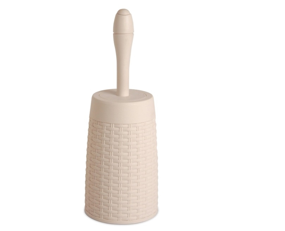 Rattan Sıvı Hazneli Hijyenik Tuvalet Fırçası Bej