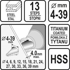 Kademeli Matkap Ucu 4-39MM